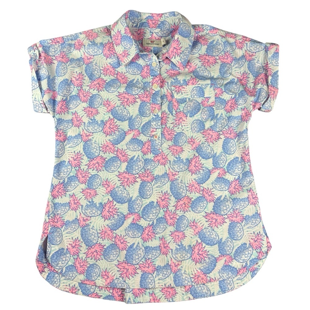 Vineyard Vines Pineapple Printed Popover Shirt Size 4